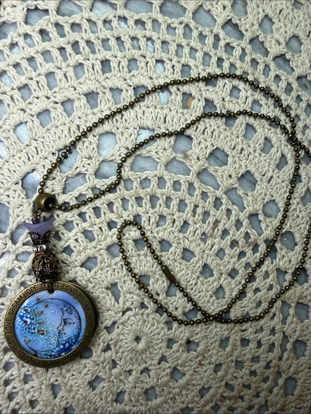 Vintage-Inspired Blue Moon Pendant Necklace - Women Jewelry